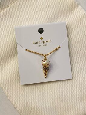 KATE SPADE White Gold & Pink Ice Cream Cone Carnival Nights Necklace